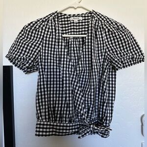 Madewell gingham side tie top